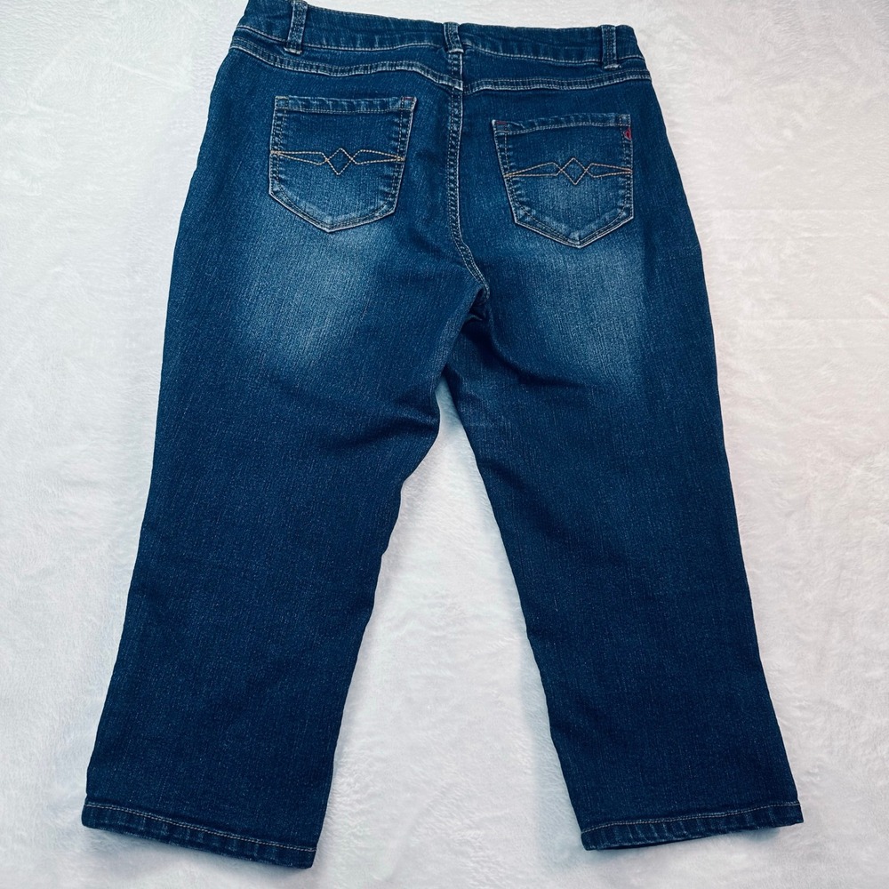 d.jeans Stitch Star Capri Jeans‎ Womens 6 Blue Dark Wash Stretch Cropped Denim - Picture 2 of 9